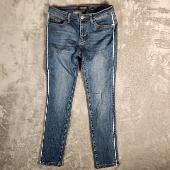 Judy Blue Denim - Judy Blue Jeans Womens 30X28 (Tag 11/30) JB84165 Med Blue Pin Stripe Skinny Fit